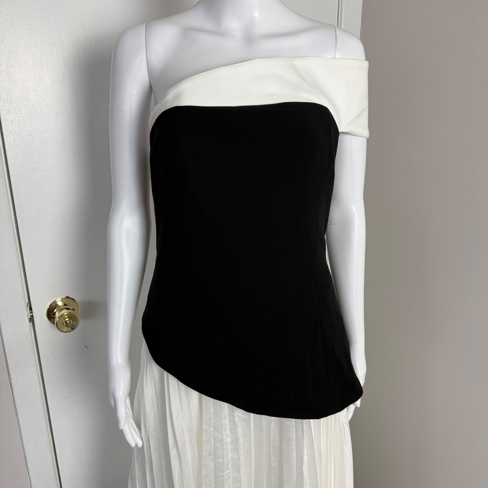 Commense Off-Shoulder Black and White Evening Gown Formal Dress Large - Picture 17 of 17